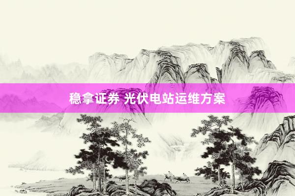 稳拿证券 光伏电站运维方案
