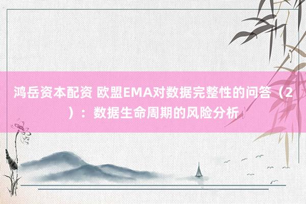 鸿岳资本配资 欧盟EMA对数据完整性的问答（2）：数据生命周期的风险分析