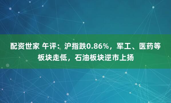 配资世家 午评：沪指跌0.86%，军工、医药等板块走低，石油板块逆市上扬